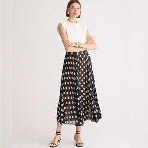 J CREW GWYNETH POLKA DOT SHEER PLEATED SKIRT SIZE 14